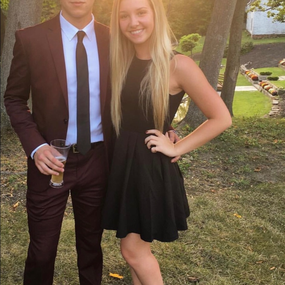 Black open back homecoming dress